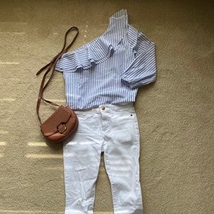 J.Crew one shoulder cotton stripe top